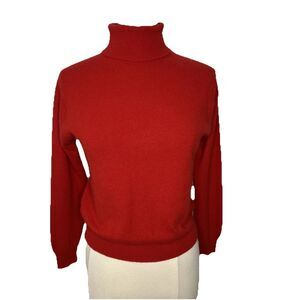 Vintage Lord & Taylor Red 2 Ply 100% Cashmere Sweater Turtleneck Sz M Old Money